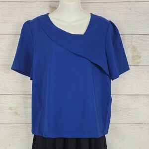 Women’s Royal Blue Short Sleeve Draped Neck Top